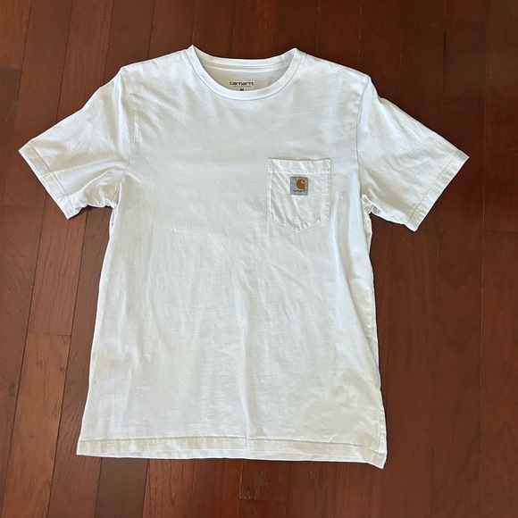 Carhartt T Shirt Mens M Light Gray Loose Fit Short Sleeve Workwear Pocket Heavy - Picture 7 of 7